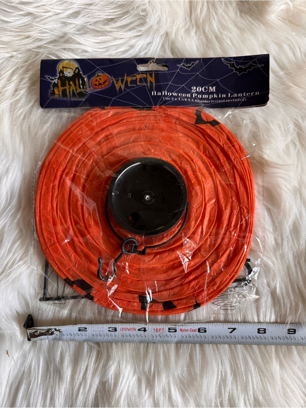 Halloween Orange Pumpkin Paper Lantern - 20cm
